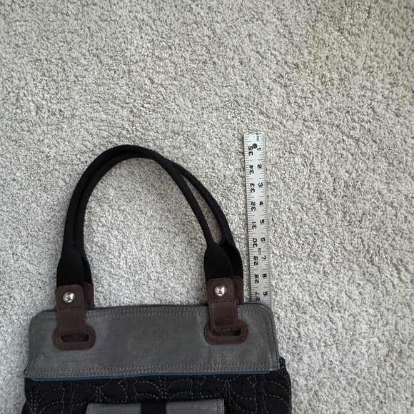 Fossil Black and Gray Fabric Quilted Key-Per Shoulder Bag Purse - Picture 8 of 8